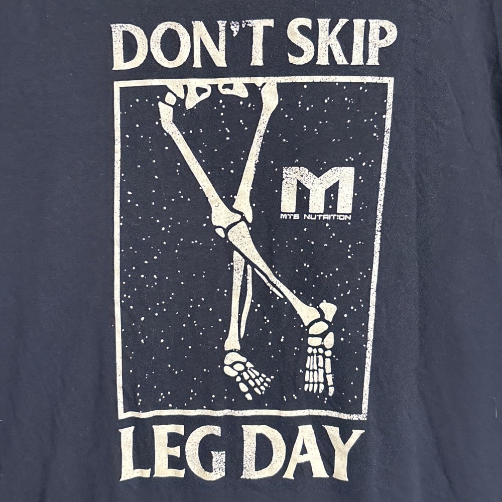 Dont Skip Leg Day MTS Nutrition T Shirt XL Black Skeleton Funny Gym Graphic Tee